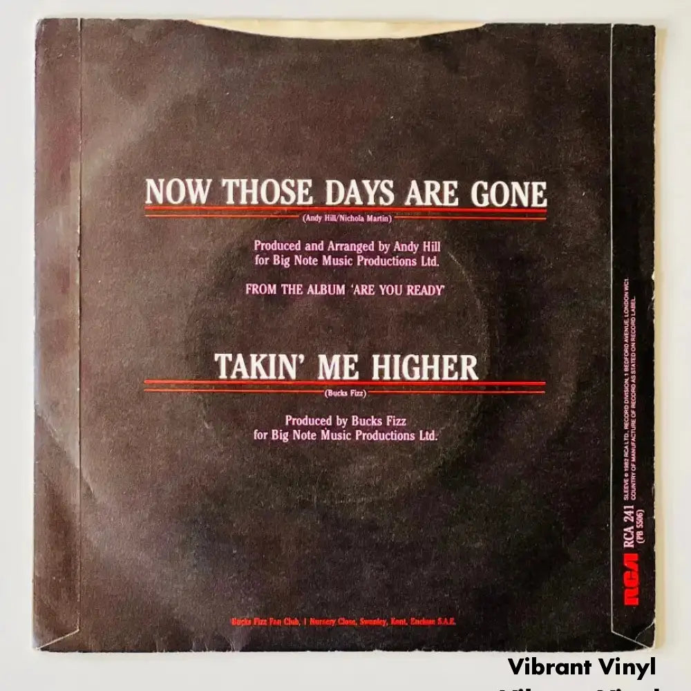 Bucks Fizz - Now Those Days Are Gone - 7in Single Picture Sleeve Single