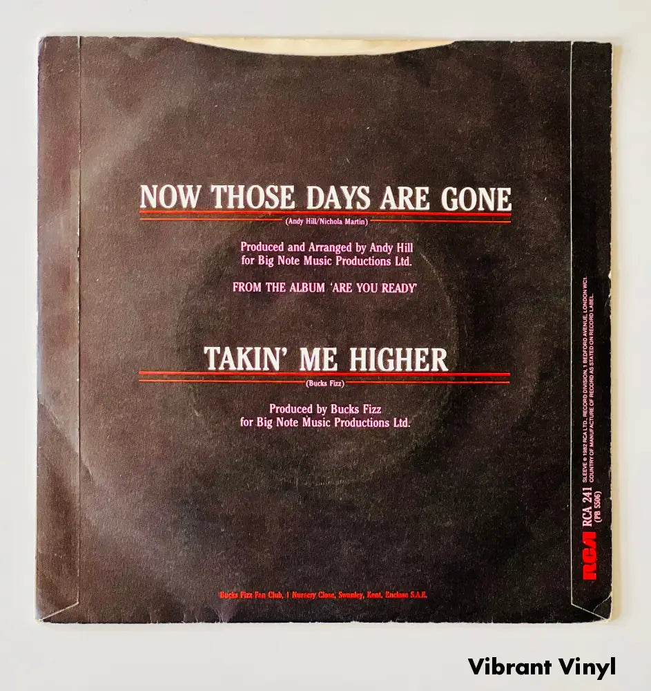 Bucks Fizz - Now Those Days Are Gone - 7in Single Picture Sleeve Single
