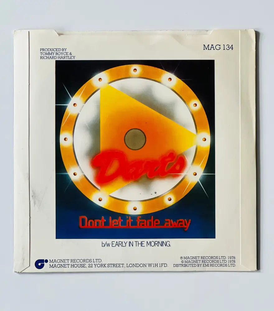 Darts - Don’t Let It Fade Away - 7in Single Picture Sleeve Single