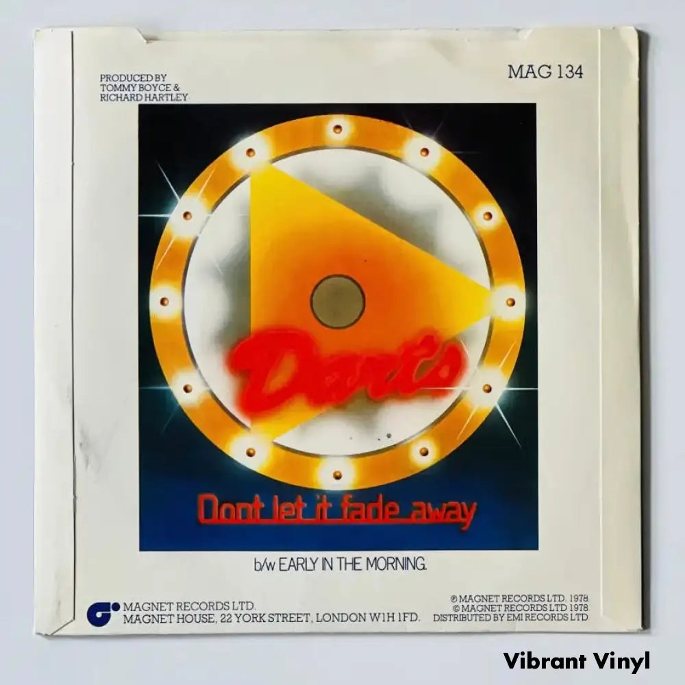 Darts - Don’t Let It Fade Away - 7in Single Picture Sleeve Single