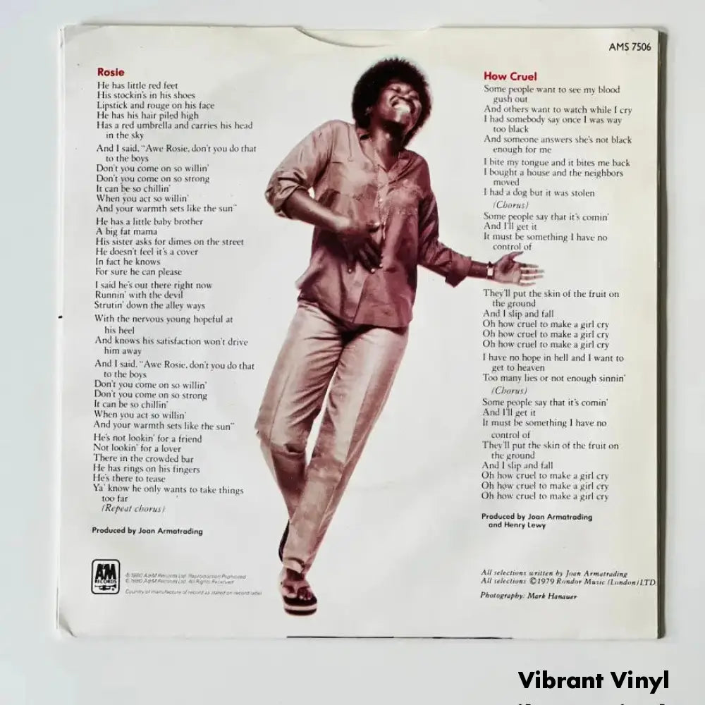 Joan Armatrading - Rosie - 7in Single Picture Sleeve Single