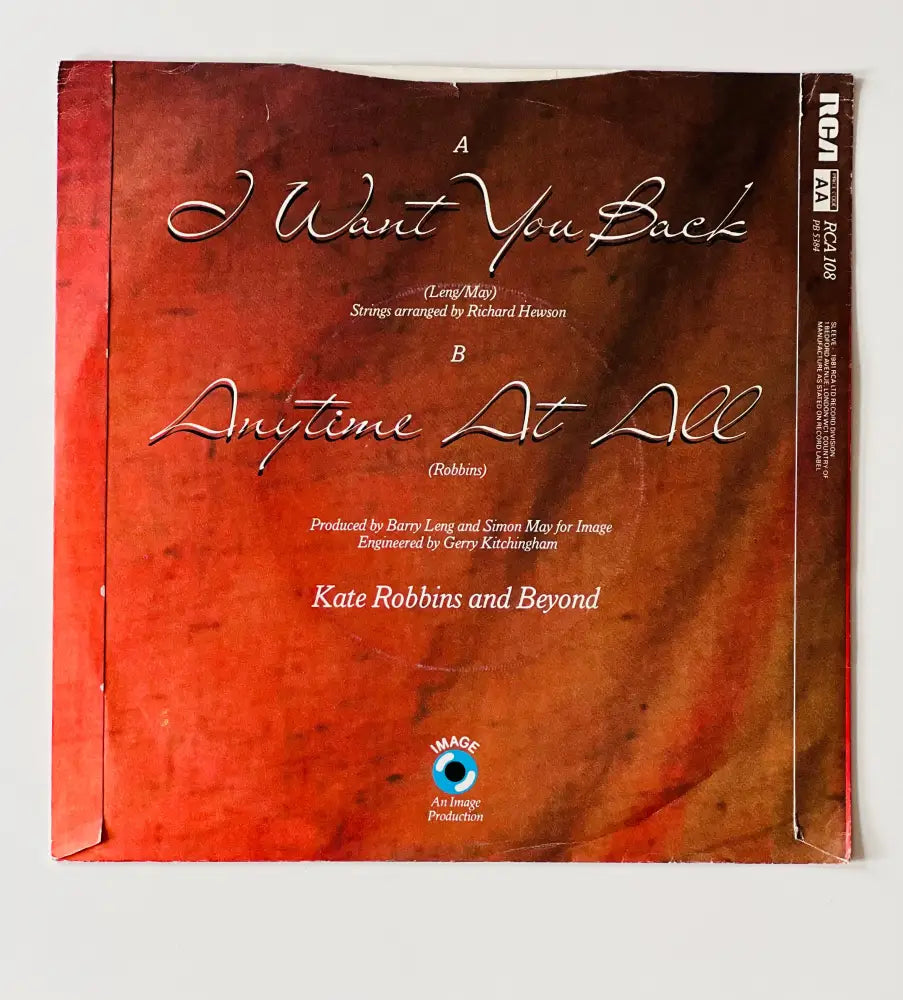 Kate Robbins - I Want You Back - 7in Single Picture Sleeve Single