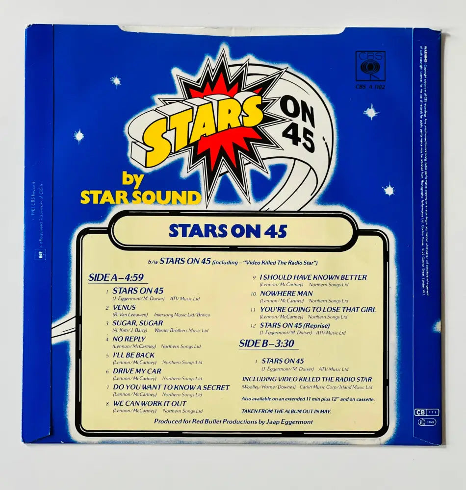 Star Sound - Stars On 45 - 7in Single Picture Sleeve Single