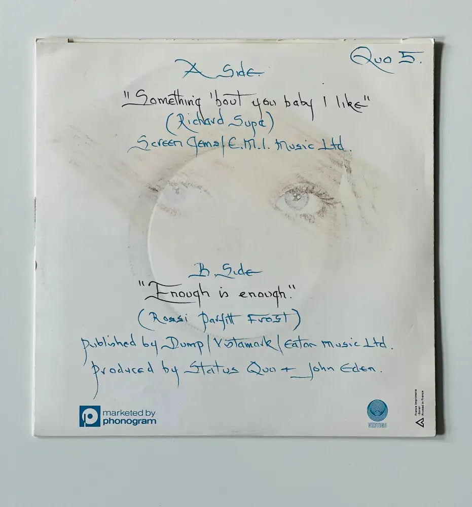 Status Quo - Something Bout You Baby I Like - 7in Single Picture Sleeve Single