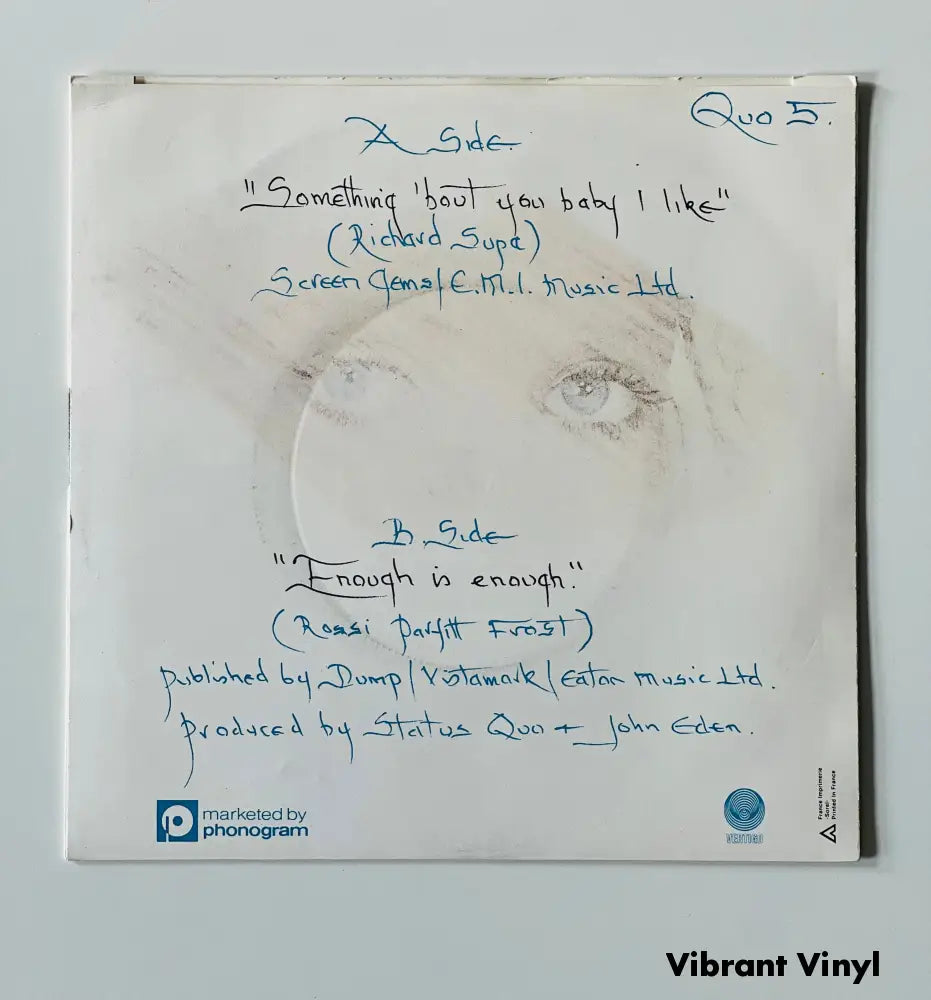 Status Quo - Something Bout You Baby I Like - 7in Single Picture Sleeve Single