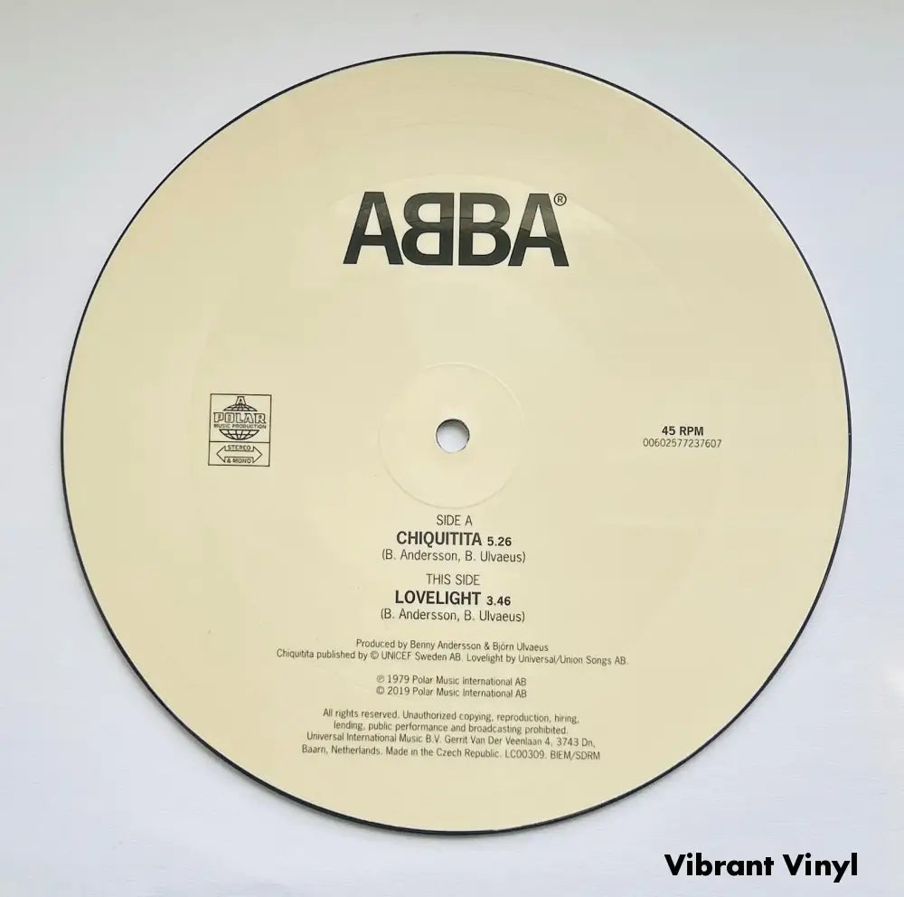 Abba - Chiquitita - 7in Single Picture Disc Vinyl Single