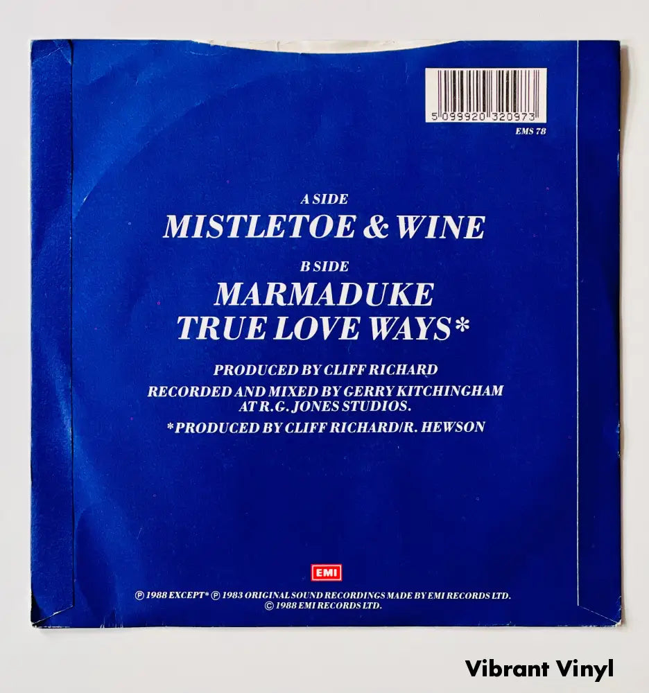 Cliff Richard - Mistletoe & Wine - 7in Single Picture Sleeve Single