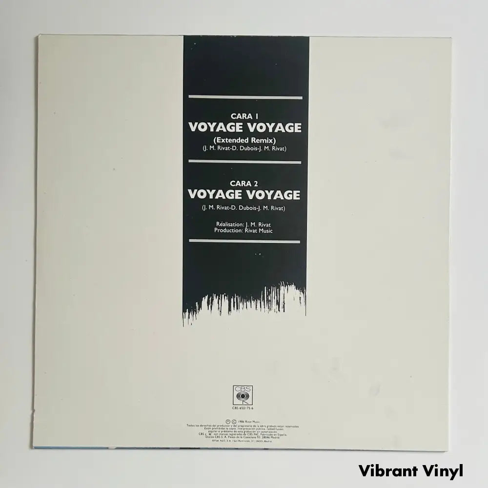 Desireless - Voyage Voyage - 12in Single Picture Sleeve Single