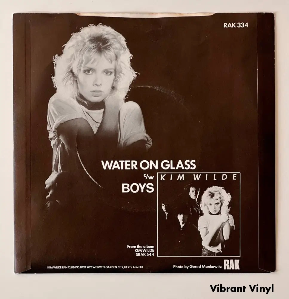 Kim Wilde - Water On Glass - 7in Single Picture Sleeve Single