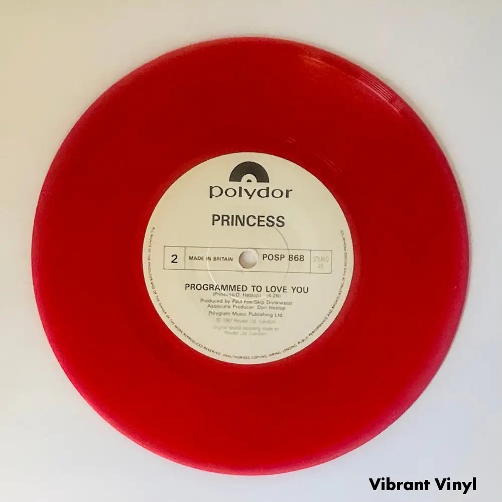 Princess - Red Hot - 7in Single Coloured Vinyl Single