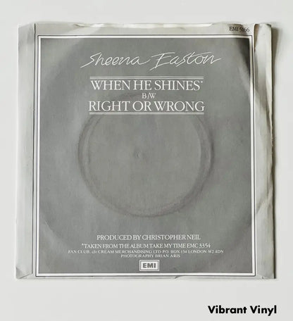 Sheena Easton - When He Shines - 7in Single Picture Sleeve Single