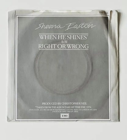 Sheena Easton - When He Shines - 7in Single Picture Sleeve Single
