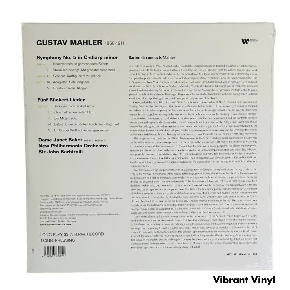 Sir John Barbirolli - Mahler Symphony No. 5 - 12in Album Picture Sleeve Album