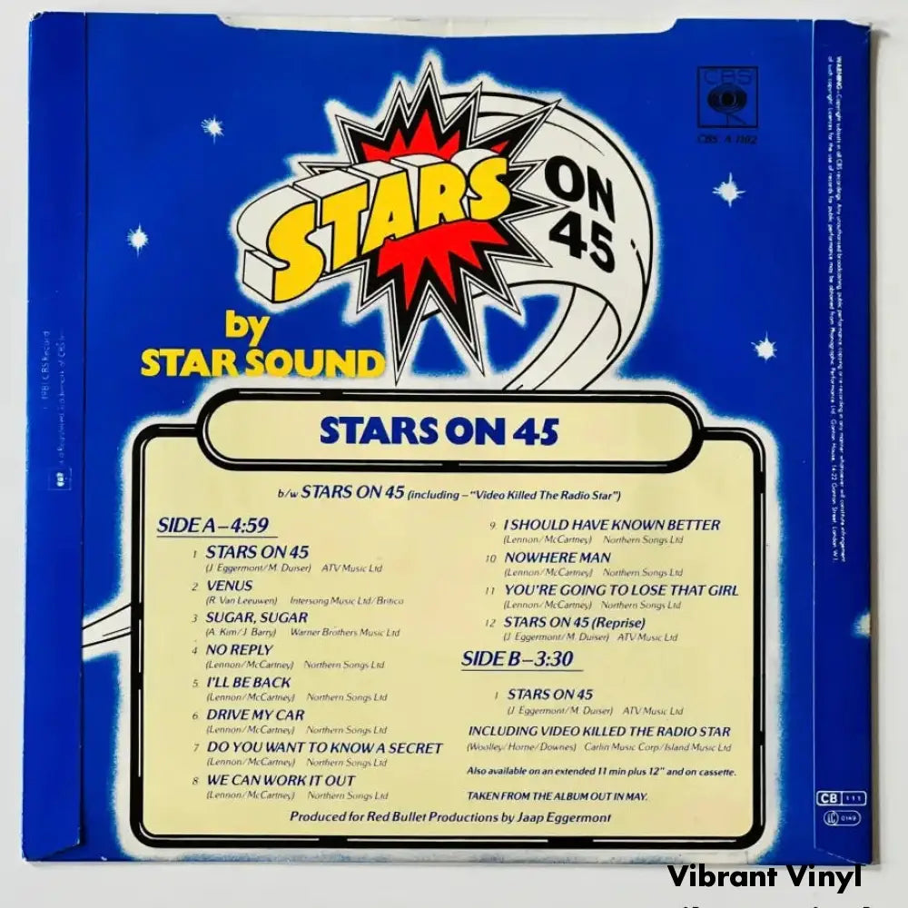 Star Sound - Stars On 45 - 7in Single Picture Sleeve Single