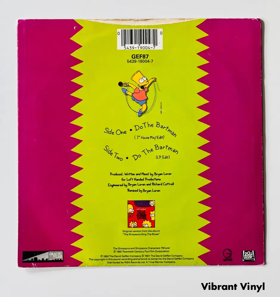 The Simpsons - Do The Bartman - 7in Single Picture Sleeve Single